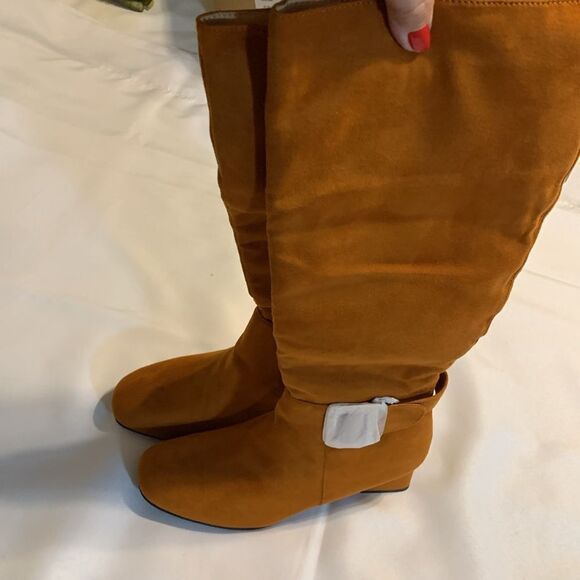 Size 9 women's faux suede knee-high boots with block chunky heel - Picture 6 of 13